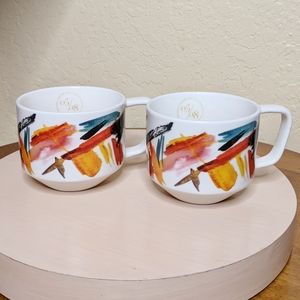 STARBUCKS 2015 Orange/Teal Abstract Mugs
